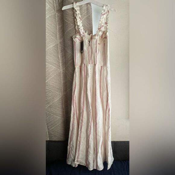 Reformation Lavender Midi Dress Sleeveless White Red Stripe 100% Linen Sz 6 NWT - Picture 5 of 14